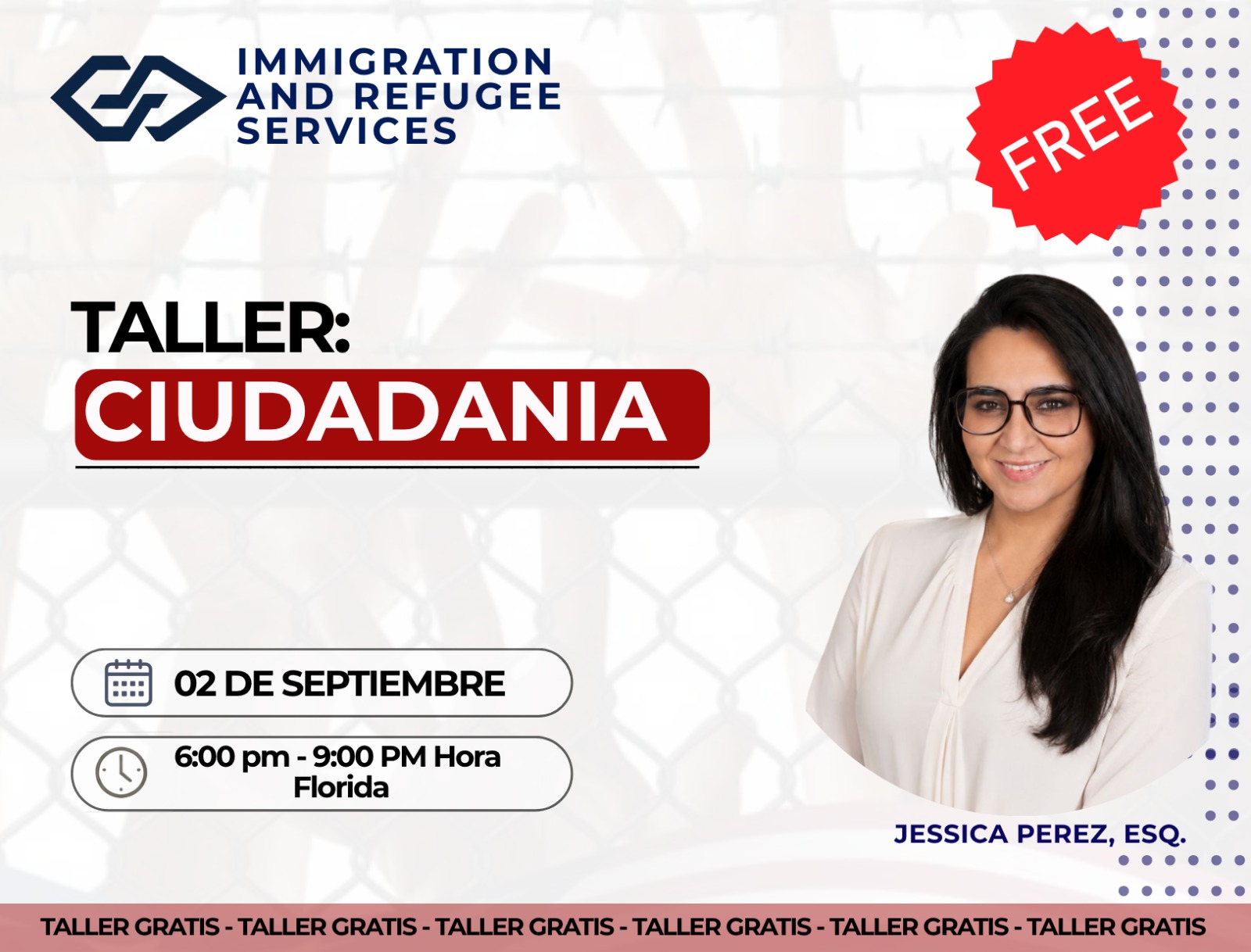 Flyer del taller gratuito de ciudadanía